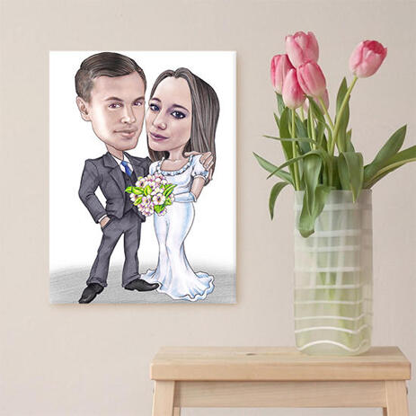 Wedding Caricature on Canvas - example