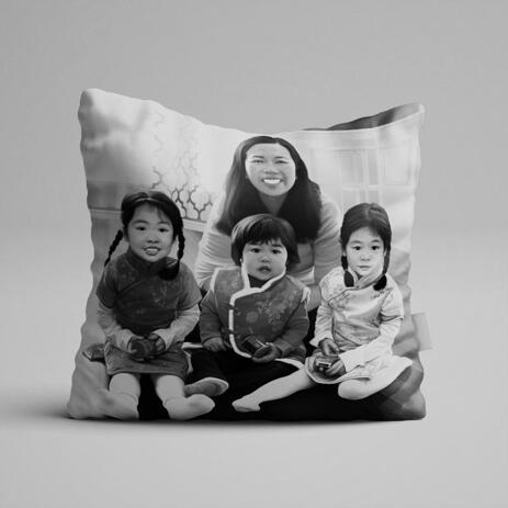 Family with Kids Caricature as Pillow - example