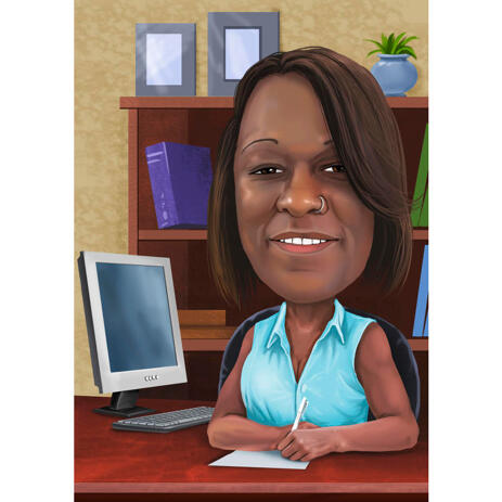 Manager in Workplace Head and Shoulders Cartoon Drawing from Photos - example