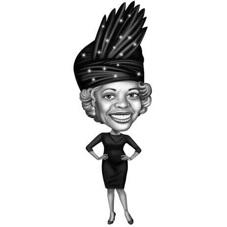 Any Hobby or Profession Cartoon Drawing in Black and White Style for Sister's Birthday Gift Idea - example