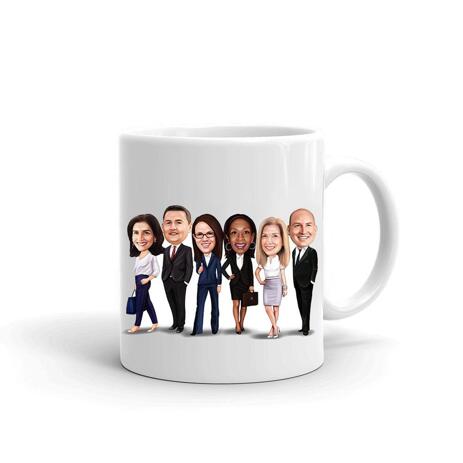 Business Group Caricature on Cofee Mug - example