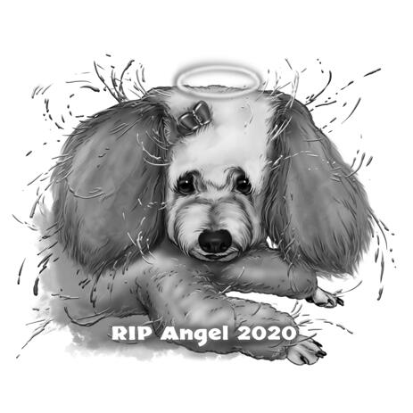 Halo Watercolor Dog Loss Portrait in Black and White Style - example