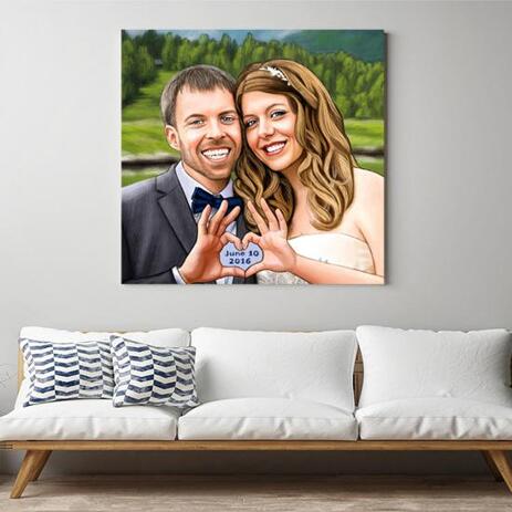 Wedding Couple Canvas Caricature - example
