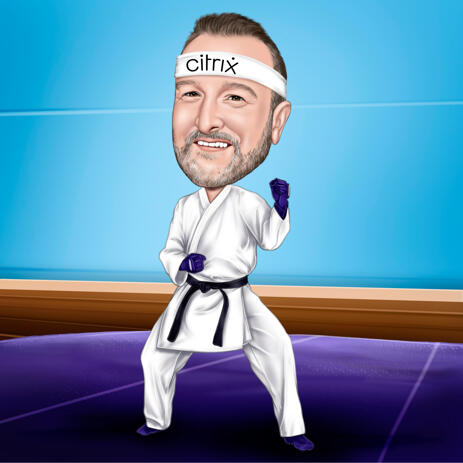 Personalized Karate Practitioner Person Cartoon Portrait in Full Body Type - example