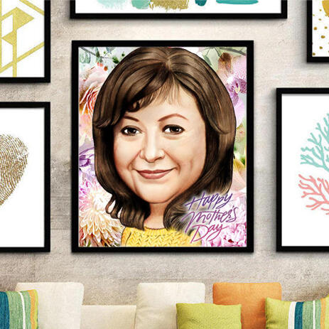 Personalisierte Karikatur gedruckt auf Fotopapier für ein Geschenk am Muttertag - example