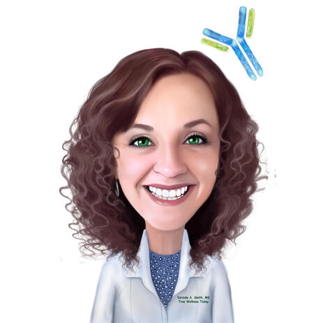 Chemical Technician Caricature Portrait in Colored Style for Custom Medical Gift - example