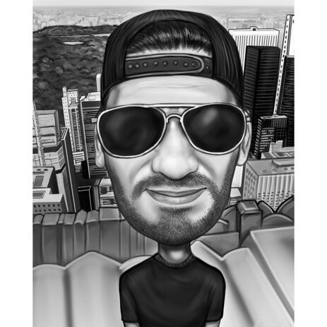 Person High Caricature Drawing on Custom Background from Photos - example