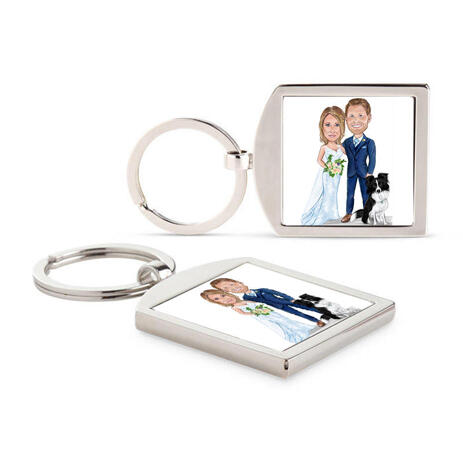 Caricature of Bride, Groom and Pet for Wedding - example