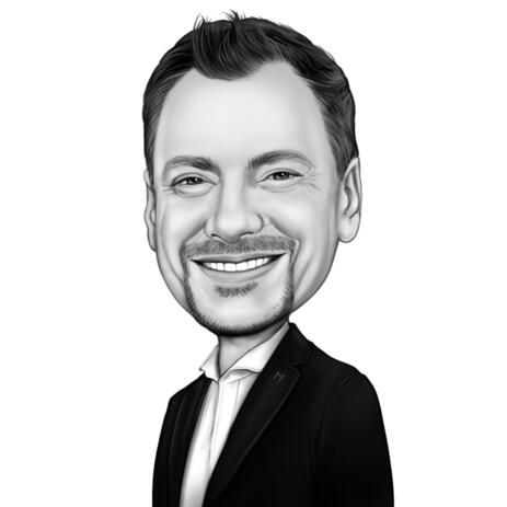 Business Avatar Caricature in Black and White Style from Photo - example