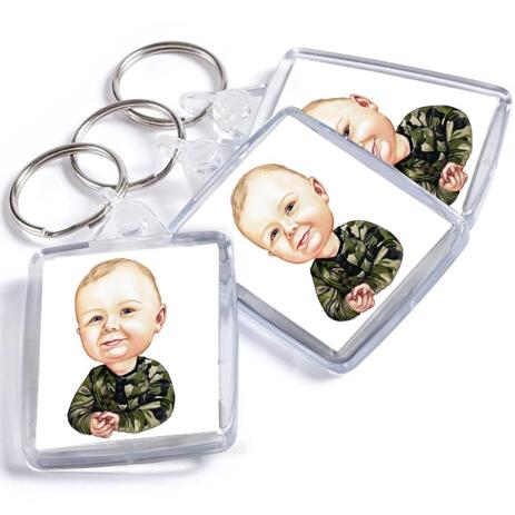 Toddler Caricature from Photos as Keyrings - example