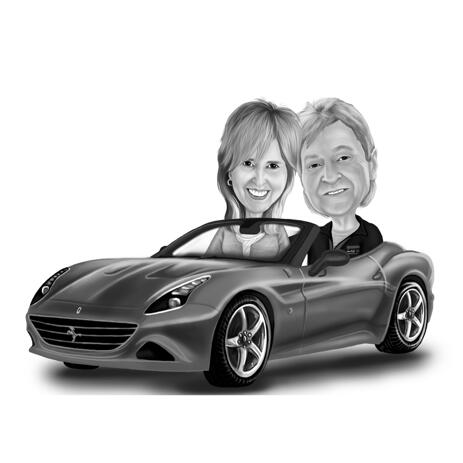 Creative Couple in a Car Caricature from Photos - example
