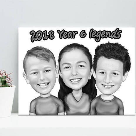 Children Caricature Printed on Canvas - example