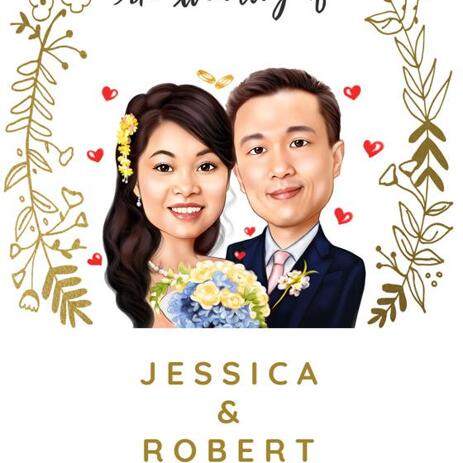 Bride and Groom Caricature on Invitations - example