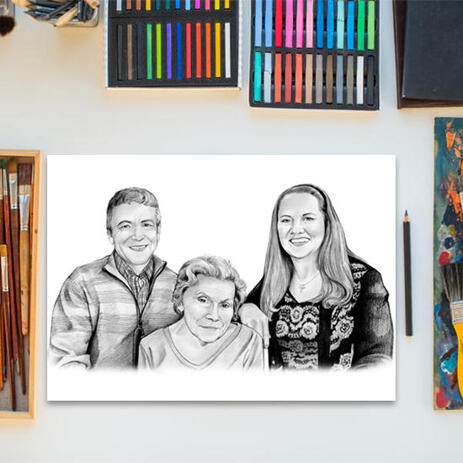 Black and White Family Portrait from Photos Poster Print Gift - example