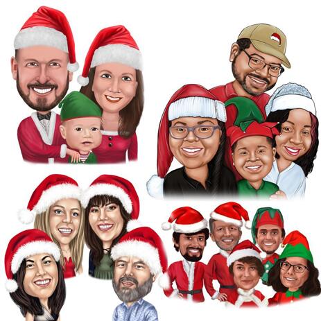 Christmas Group Caricature in Colored Style - example