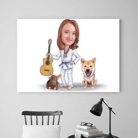 Master and Dog Caricature as Canvas - example