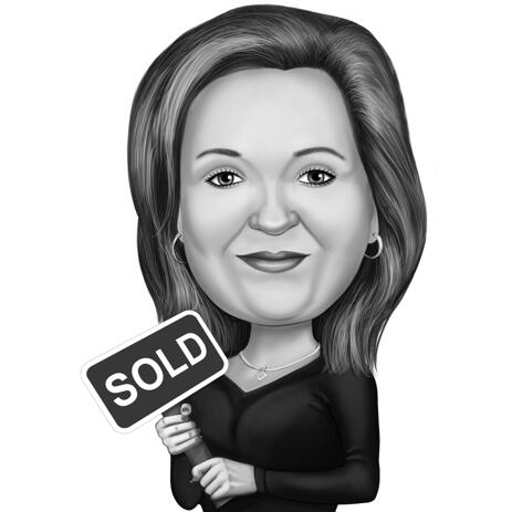 Realtor Caricature in Black and White Style - example