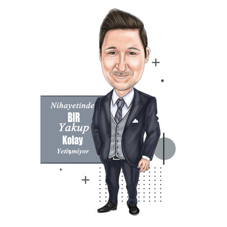 Person in Digital Full Body Cartoon Portrait for Business as Custom Job Caricature Gift - example