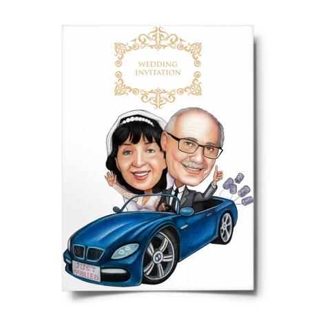 Pencils Portrait of Bride and Groom as Invitations Print - example