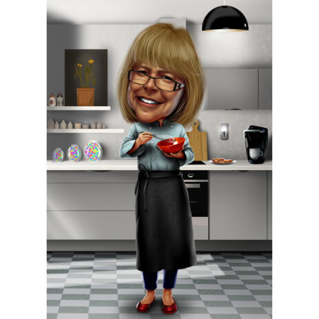 Cooking Caricature from Photos with Kitchen Background - example