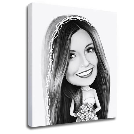 Bride Caricature from Photos on Canvas - example