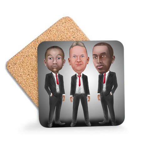 Business Group Caricature on Photo Coasters - example