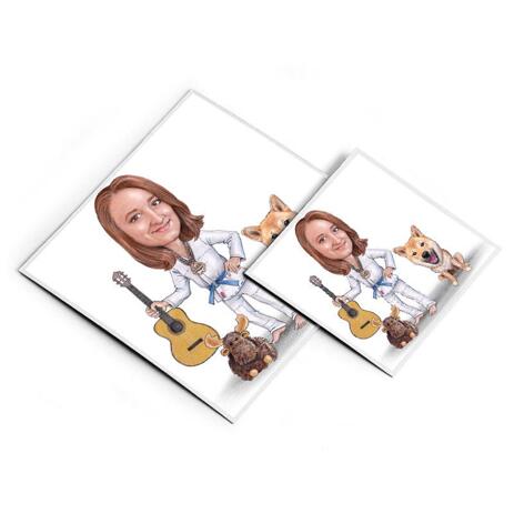 Master and Dog Caricature as Magnets - example