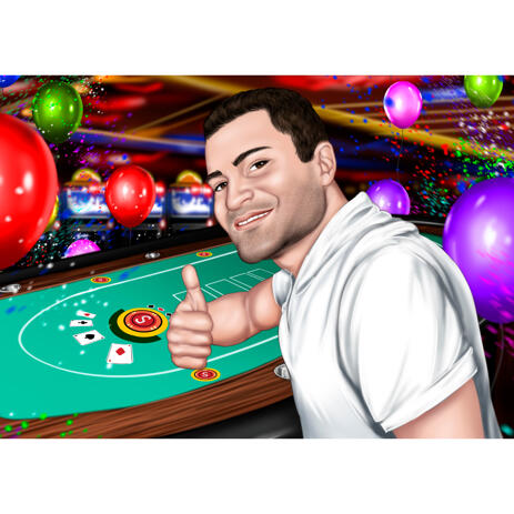 Head and Shoulders Birthday Portrait for Brother with Custom Background - example