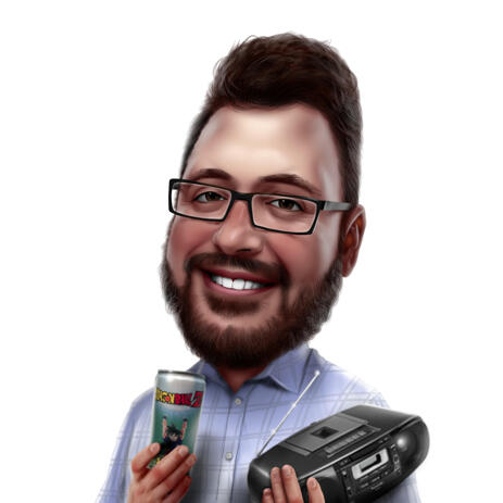Personal Caricature with Custom Objects Hand-Drawn from Photos - example