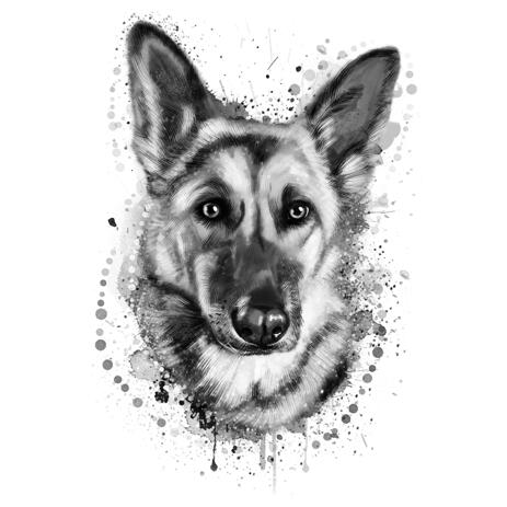 Graphite Portrait of German Shepherd Dog from Photos - example