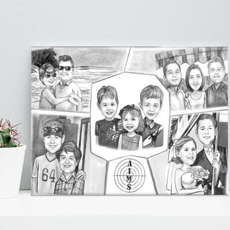 Family Collage Caricature as Canvas - example