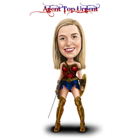 Person Superhero Agent Colored Caricature from Photos on White Background - example