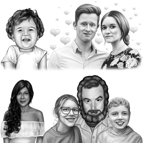 Black and White Portrait Hand-Drawn from Your Photos - example