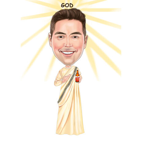 Full Body Person Memorial Cartoon Portrait in Color Style from Photo - example