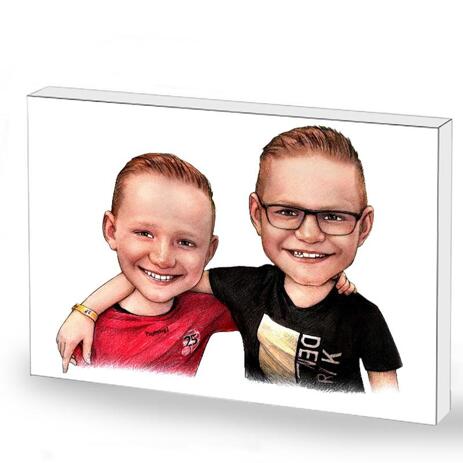 Friends Kids Caricature on Photo Block - example