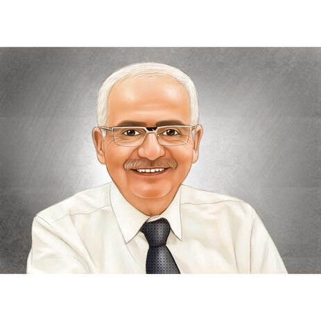 Single Person Portrait with Grey Background Hand-Drawn from Photos - example