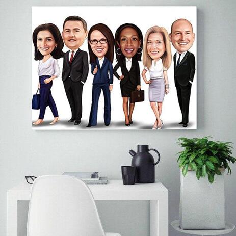 Business Group Caricature on Canvas - example