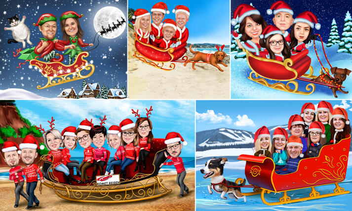 Santa Sleigh Caricature large example