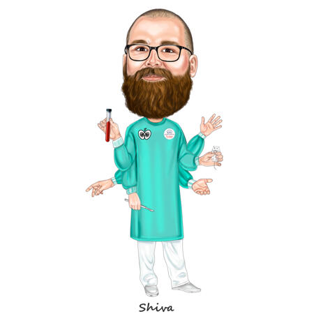 Honorable Microsurgery Doctor Caricature in Full Body Type from Photos - example