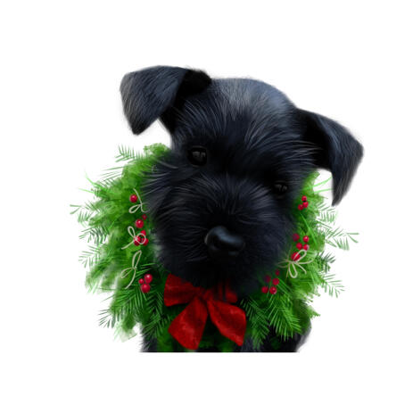 Custom Christmas Themed Dog Caricature Portrait from Photos - example