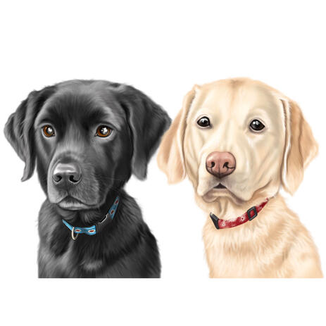 Labrador Couple Cartoon Portrait in Color Style from Photos - example