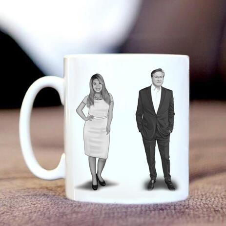 Work Team Caricature on Cofee Mug - example
