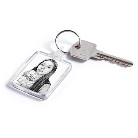 Teen Caricature from Photos as Keyrings - example