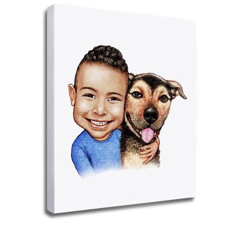 Kid and Dog Caricature as Photo Block - example
