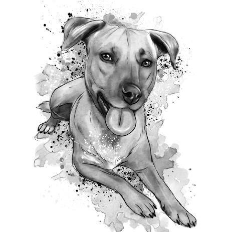 Portrait d'aquarelle de chien en plein corps, style fusain - example