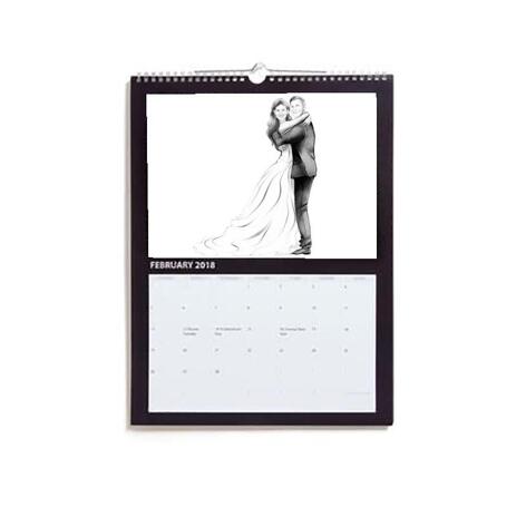 Just Married Caricature Printed as Calendar - example