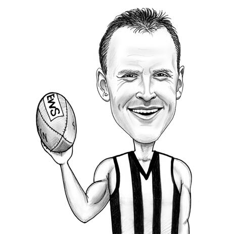 Referee Caricature Illustration Hand-Drawn Monochrome Style Sketch Cartoon from Photos - example