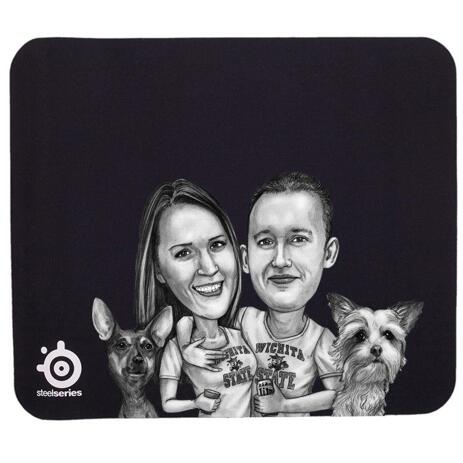 Group Pets Caricature Mouse Pad - example