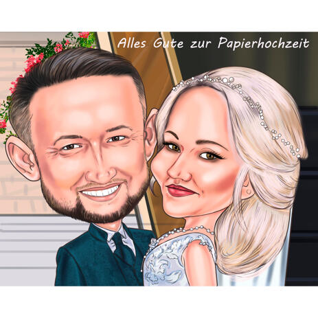 Caricature High Couple Wedding Cartoon Drawing for Lifetime Lasting Gift - example