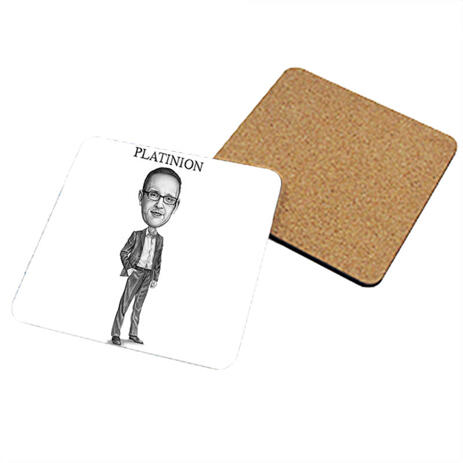Employee Caricature on Photo coasters - example